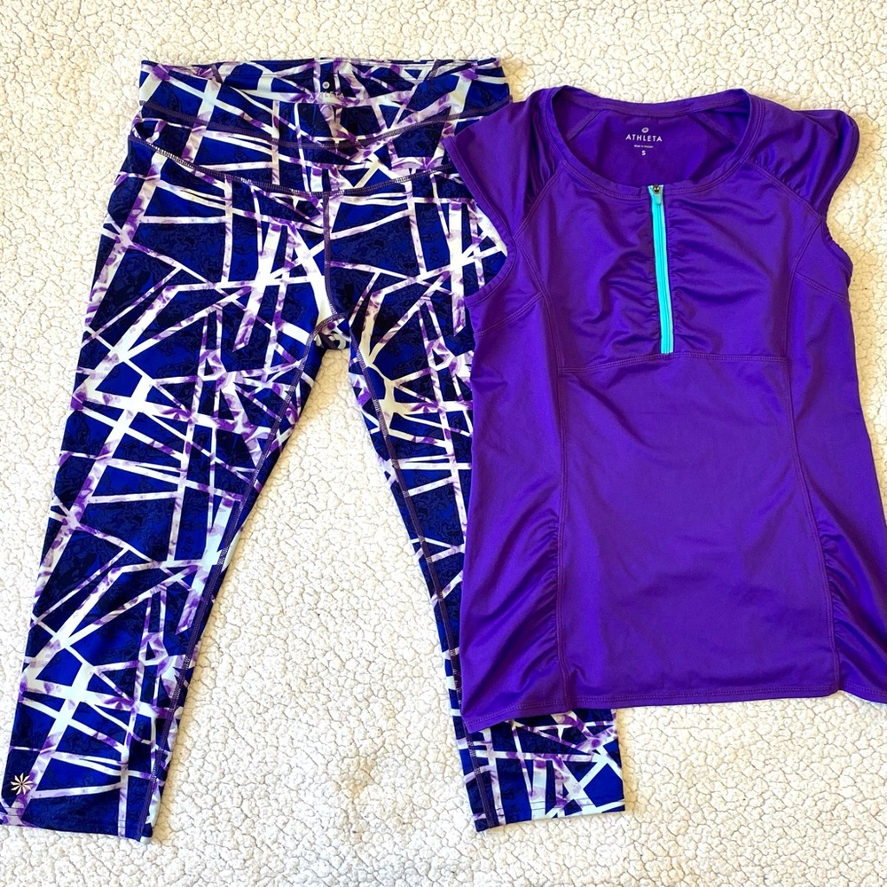 Women’s ATHLETA Outfit Set Purple Top S Leggings M